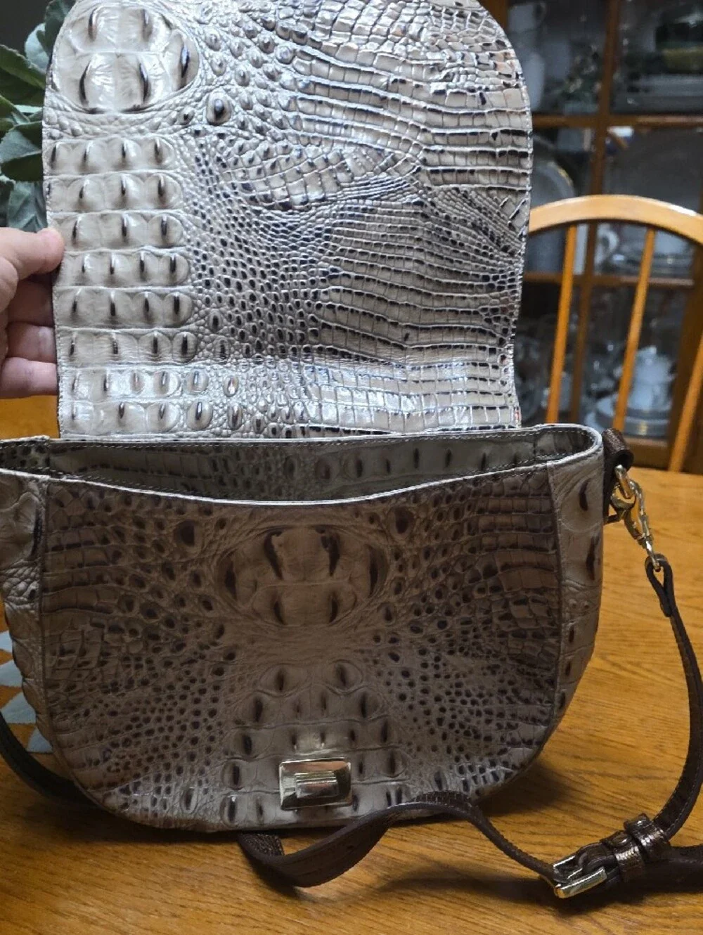 Brahmin Crossbody Bag in Brown and Taupe